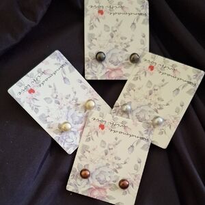 Elegant Pearl Stud Earrings Set - Multicolor